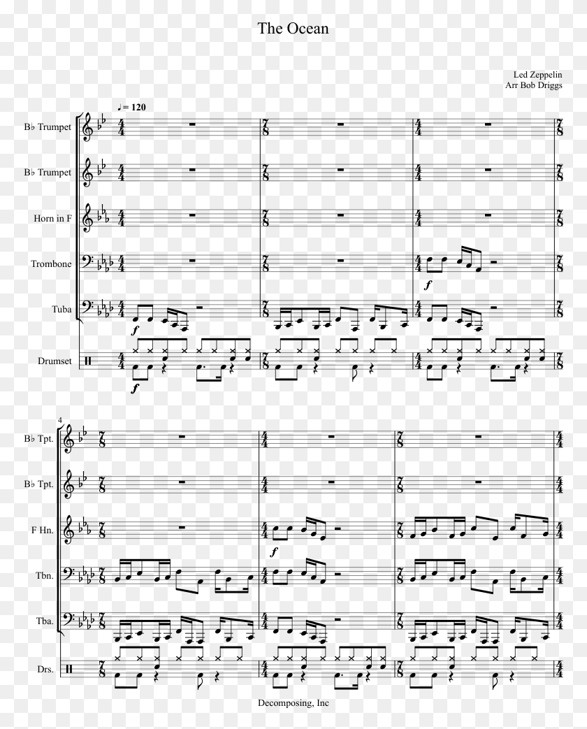 773x983 Brass Quintet Sheet Music For Trumpet French Horn Sheet Music, Gray, World Of Warcraft HD PNG Download