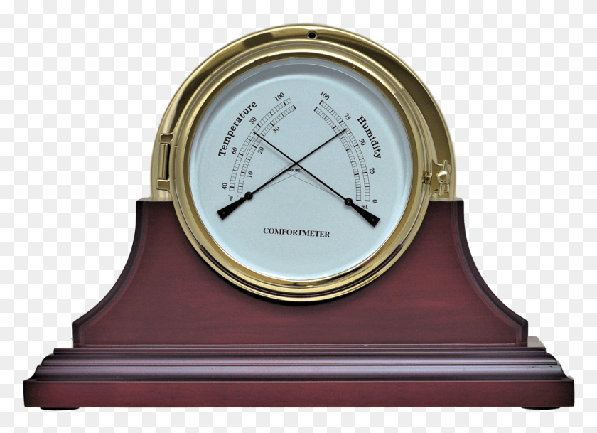 1034x729 Brass Thermometer Hygrometer With Mahogany Stand Quartz Clock, Wristwatch, Analog Clock HD PNG Download