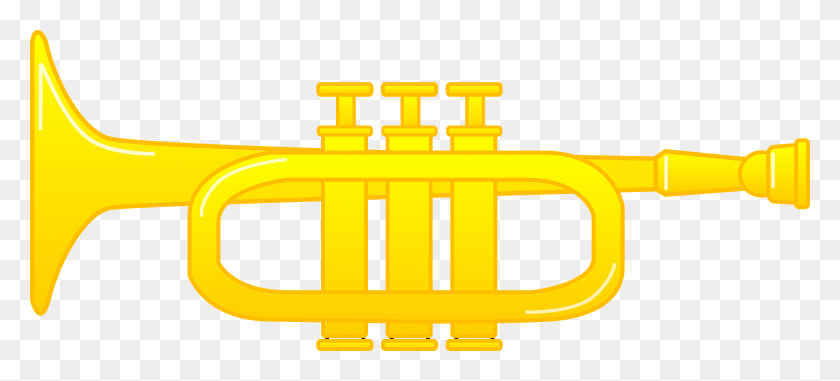 6641x2736 Brass Trumpet Illustration Free Clip Art Orange, Horn, Brass Section, Musical Instrument HD PNG Download