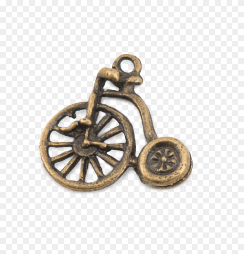 881x920 Brass Vintage Bicycle Charm Locket, Vehicle, Transportation HD PNG Download