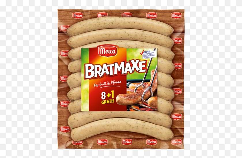 445x488 Bratmaxe 8 1 Salchichas Bratmaxe Meica, Pan, Alimentos, Planta Hd Png