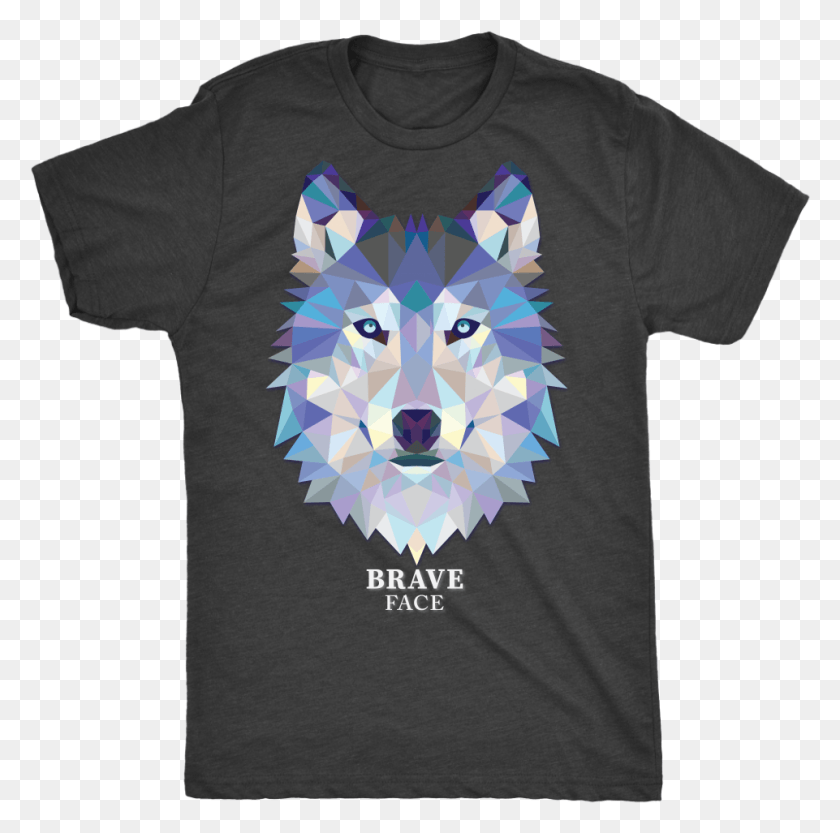 961x953 Brave Face Men39s T Shirt Geometric Animal Wolf, Clothing, Apparel, T-shirt HD PNG Download