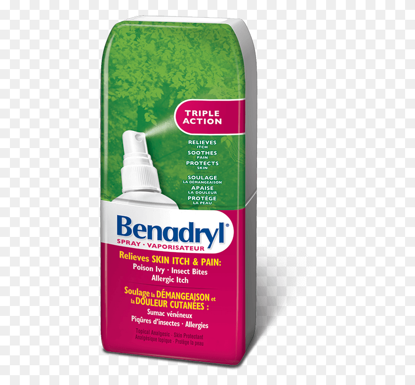 437x720 Desglose Benadryl Spray Para La Urticaria, Botella, Cosméticos, Pasta De Dientes Hd Png