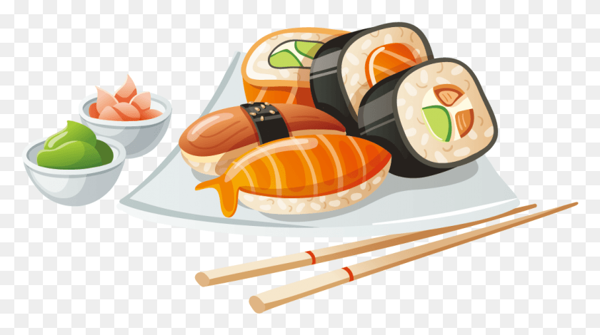 1065x560 Desayuno De Comida Rápida Dibujo Sushi Hora Feliz, Comida, Comida, Plato Hd Png
