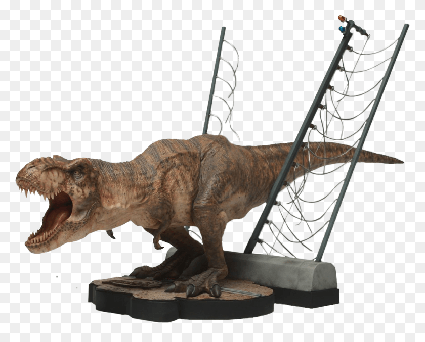 1117x885 Breakout T Rex 120 Scale Statue Jurassic Park Statue, Dinosaur, Reptile, Animal HD PNG Download