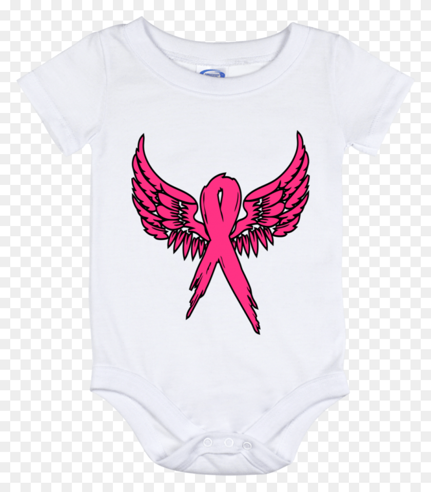 997x1148 Breast Cancer Awareness Angel Wings Baby Onesie 12 Active Shirt, Clothing, Apparel, T-shirt HD PNG Download