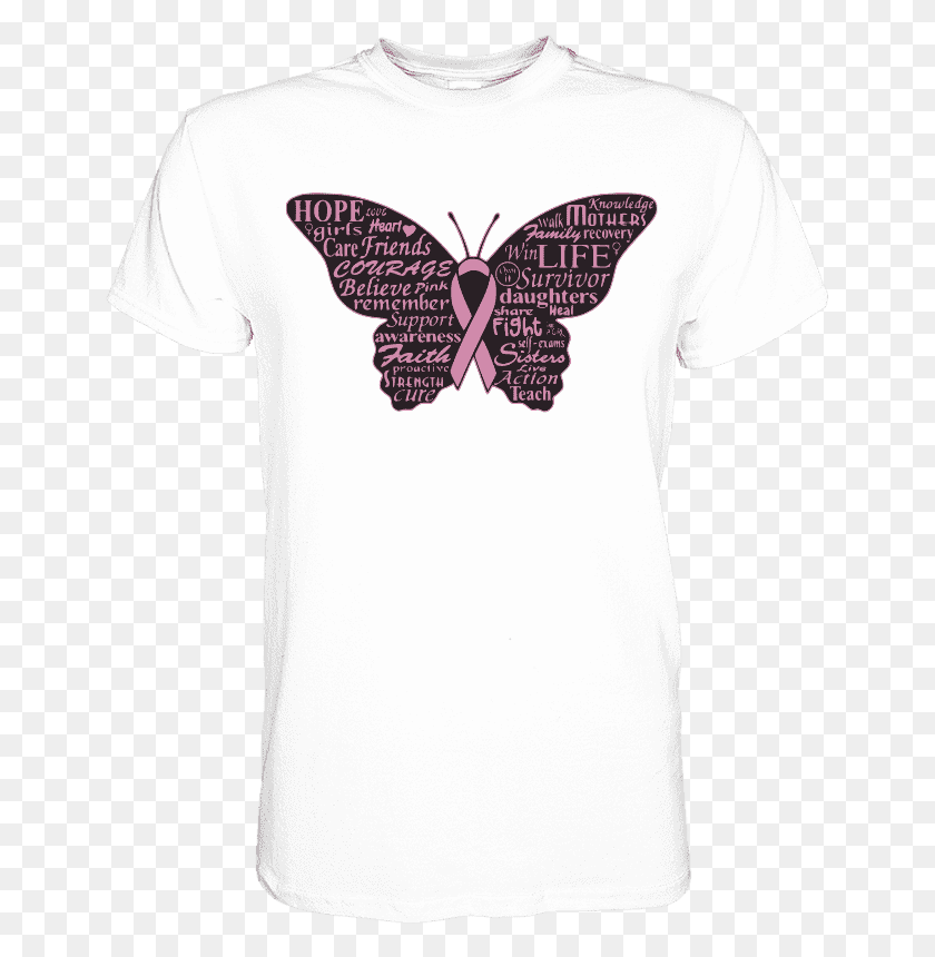 651x800 Breast Cancer Awareness Butterfly Graphic Tee Swallowtail Butterfly, Clothing, Apparel, Sleeve HD PNG Download