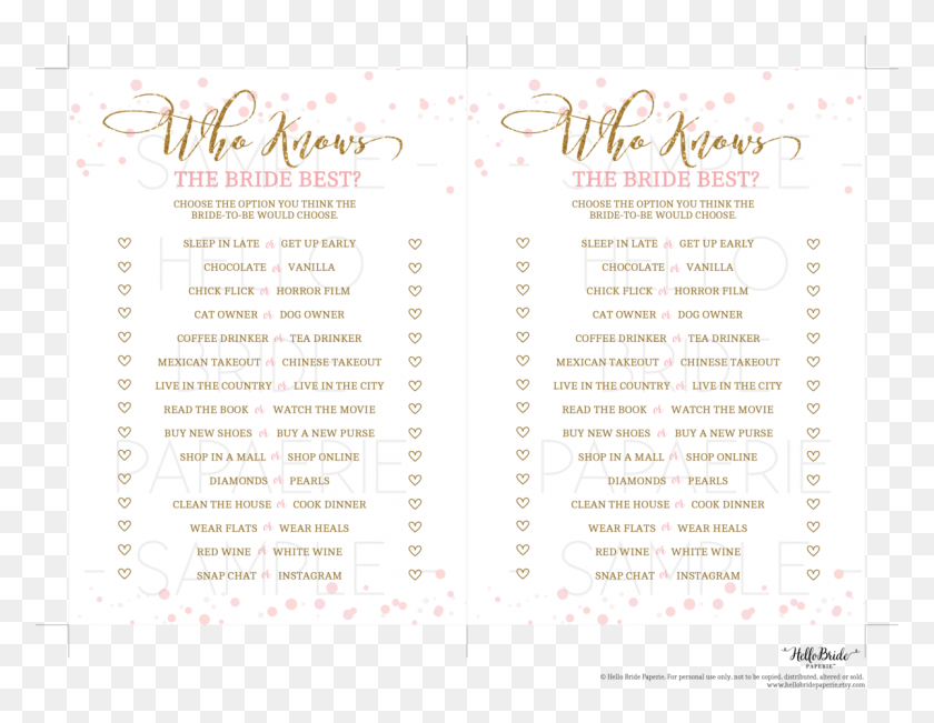 1199x910 Bridal Shower Game Hello Bride Paperie Knows The Bride Best Font, Text, Menu HD PNG Download