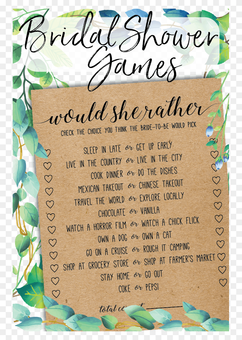 751x1117 Bridal Shower Games That Are Actually Worth Playing Poster, Text, Paper, Plant HD PNG Download