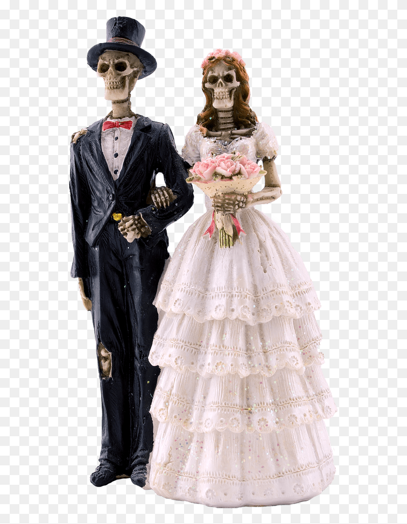 561x1021 Bride And Groom Skeleton Gothic Decoration Bride Skull Icon, Person, Human, Clothing HD PNG Download