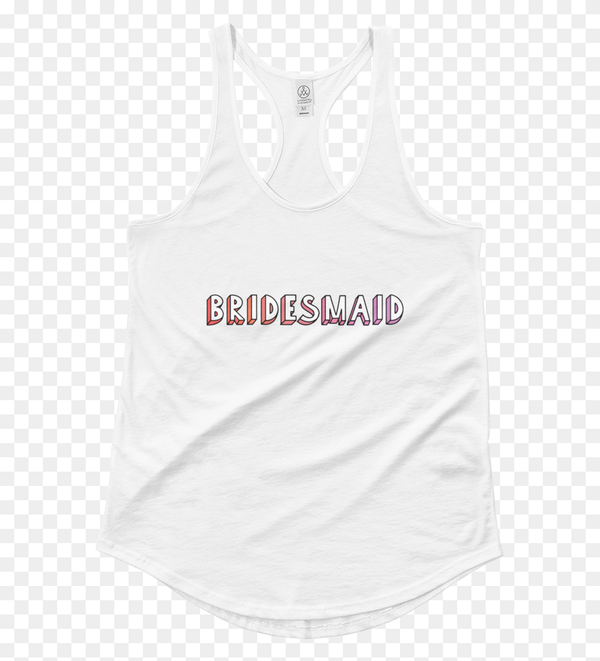 575x865 Bridesmaid Pink And White Block Letter Ladies39 Shirttail Active Tank, Clothing, Apparel, Tank Top HD PNG Download