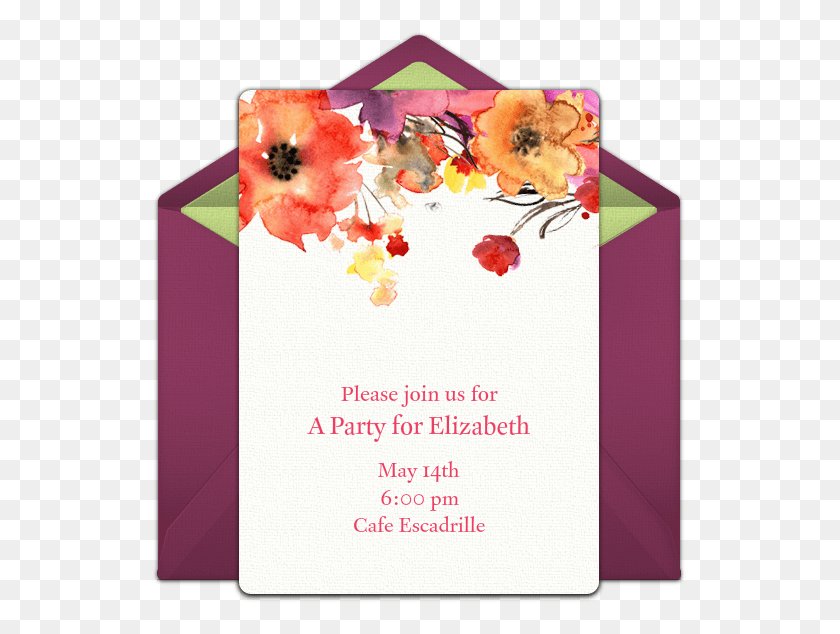 535x574 Bright Flowers Online Invitation Birthday, Envelope, Mail, Greeting Card HD PNG Download