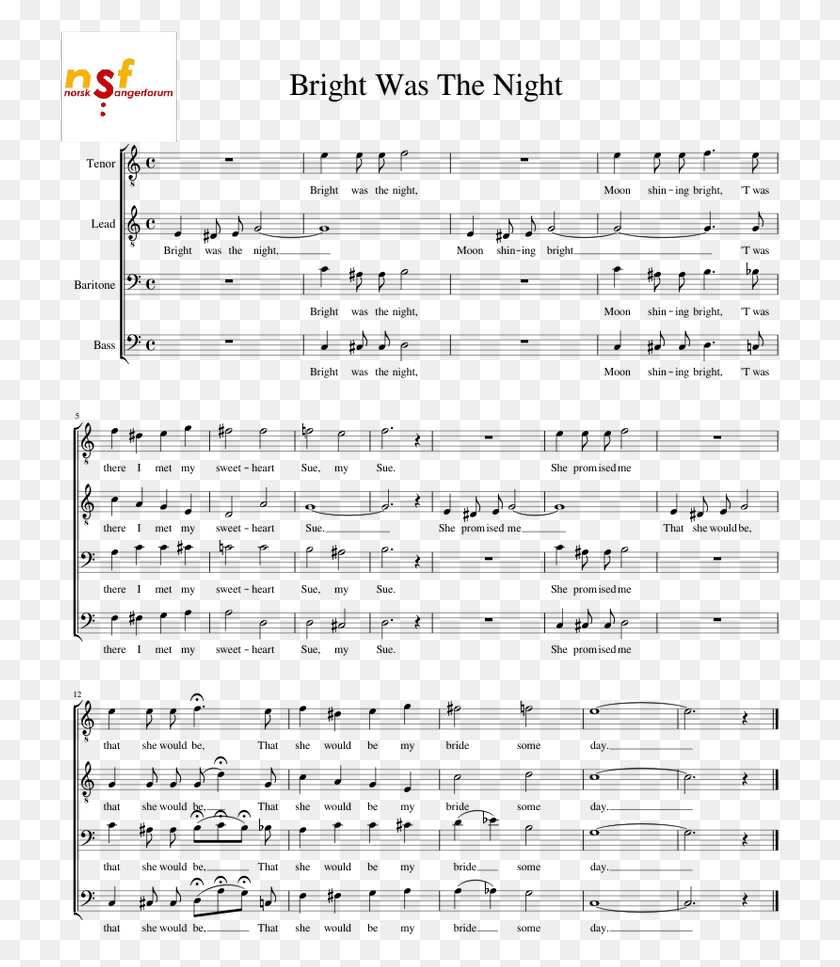 723x907 Bright Was The Night Sheet Music, Gray, Text, Outdoors HD PNG Download