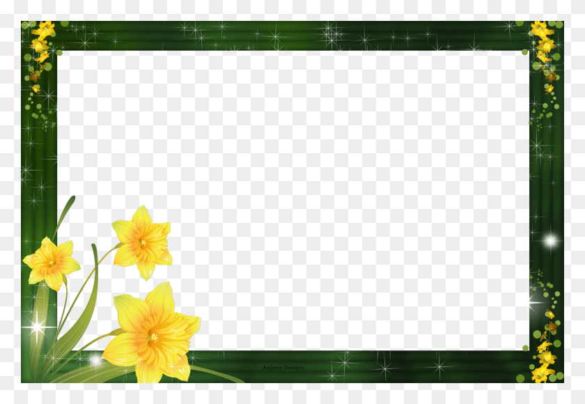 1500x1000 Ярко-Желтые Цветы Рамка От Anjanadesigns Lily Family, Plant, Flower, Blossom Hd Png Download
