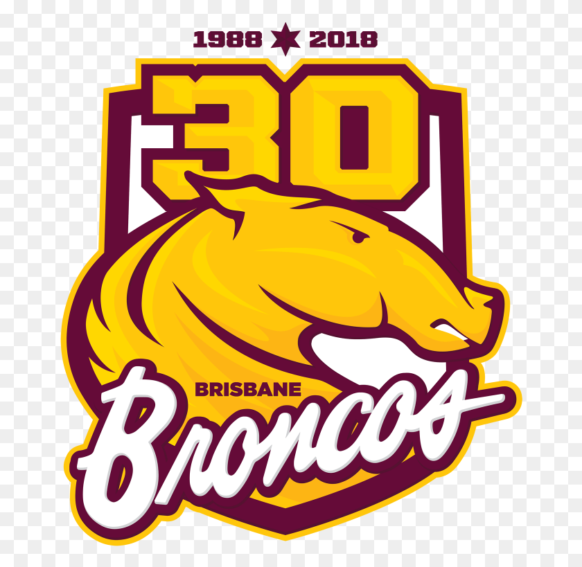 668x759 Descargar Png Brisbane Broncos 30 Años Logotipo Brisbane Bronco 25 Aniversario Logotipo, Texto, Cartel, Publicidad Hd Png