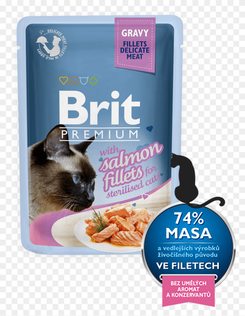 874x1145 Brit Premium Cat Pouch With Salmon Fillets In Gravy Cat Food, Pet, Mammal, Animal HD PNG Download