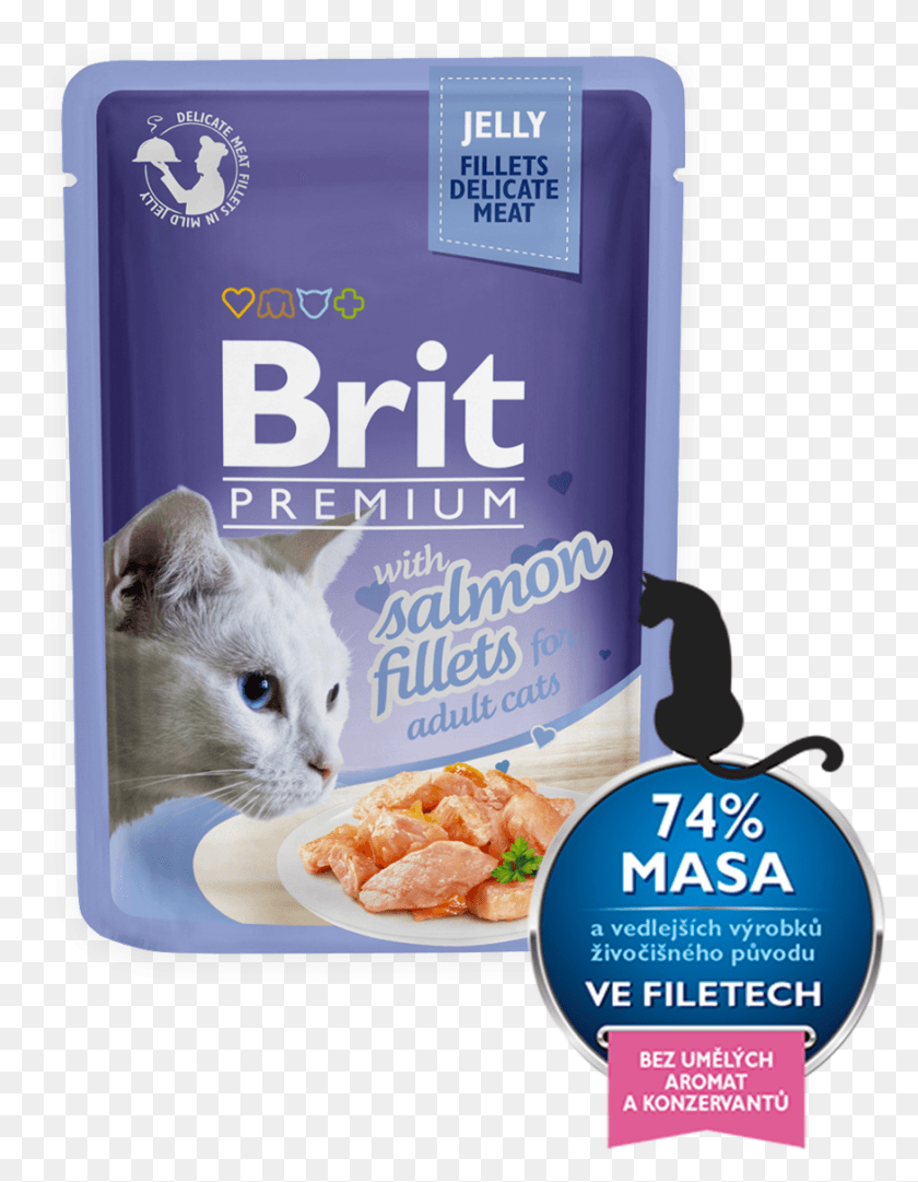 874x1145 Descargar Png Brit Premium Gato Bolsa Con Filetes De Salmón En Gelatina Brit Premium, Mascota, Mamífero, Animal Hd Png