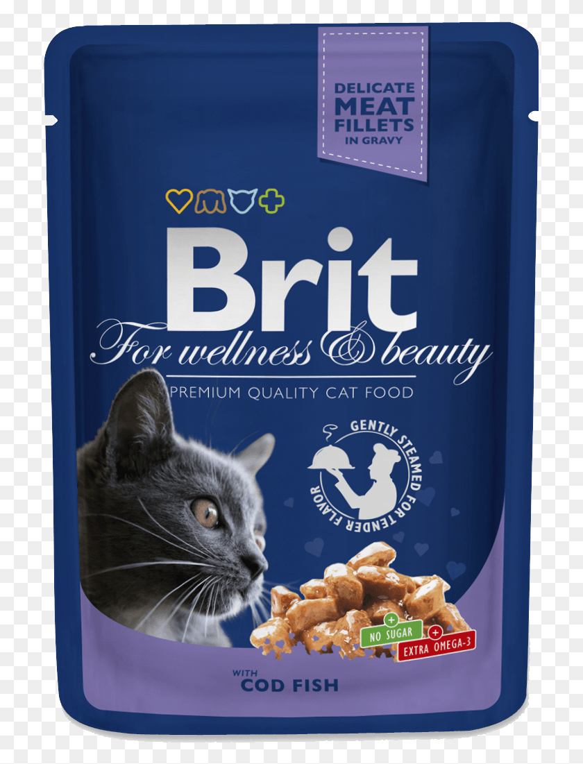 715x1041 Brit Premium Cat Pouches With Cod Fish Brit Premium Wet Food, Plant, Pet, Mammal HD PNG Download