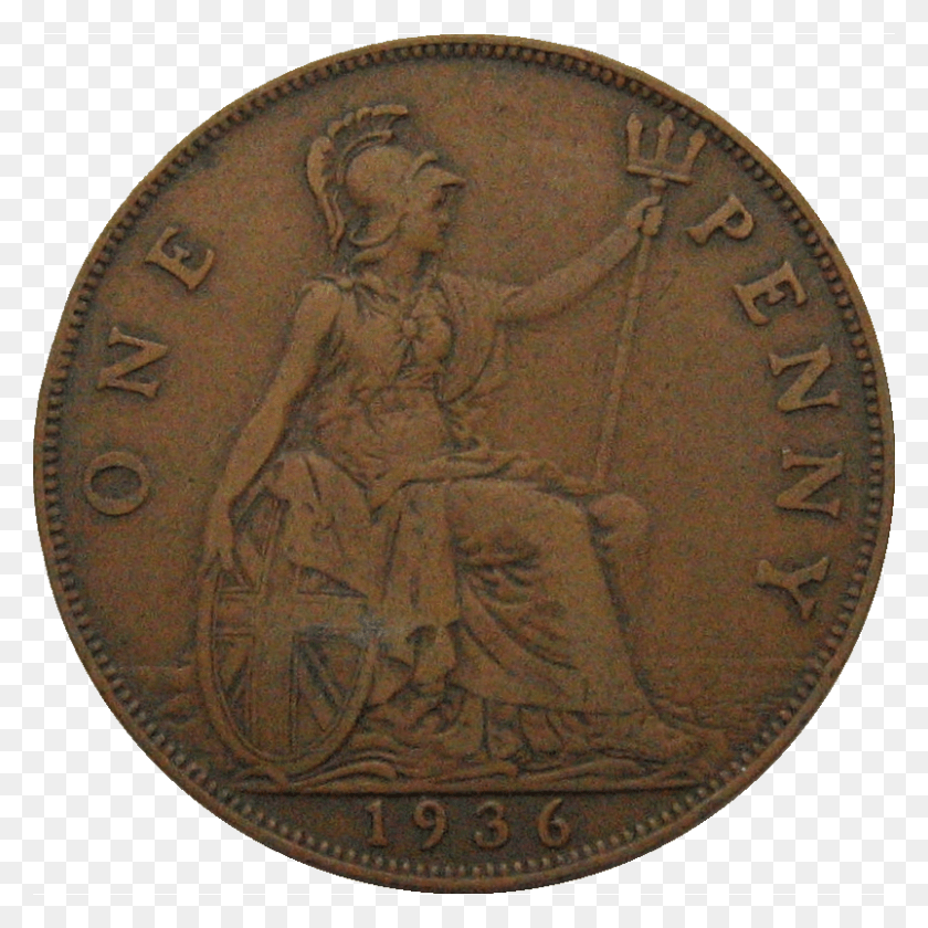 803x803 British Pre Decimal Penny 1936 Reverse Coin, Money, Rug, Dime HD PNG Download