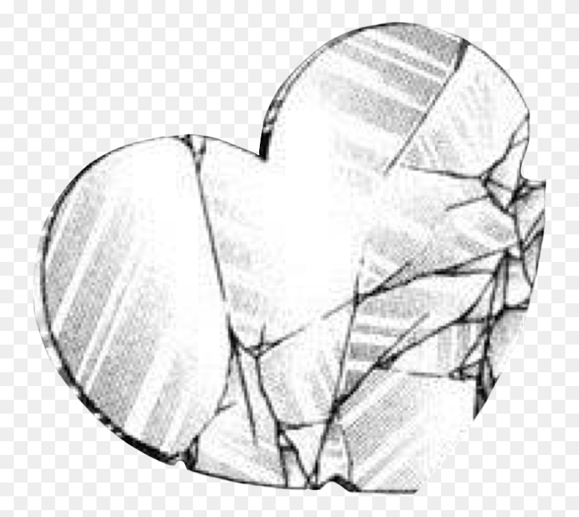749x690 Broken Brokenmirror Heart Brokenheart Manga Freetoedit Monochrome, Soccer Ball HD PNG Download