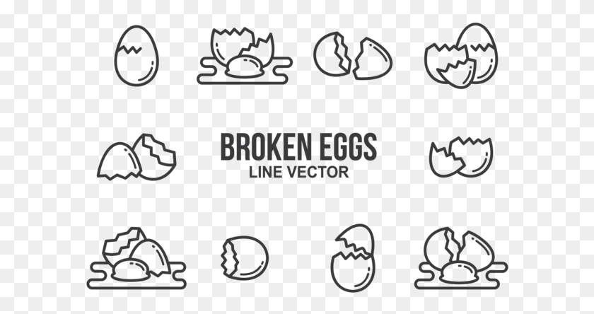 598x384 Broken Egg Icons Vector Line Art, Text, Alphabet, Number Descargar Hd Png
