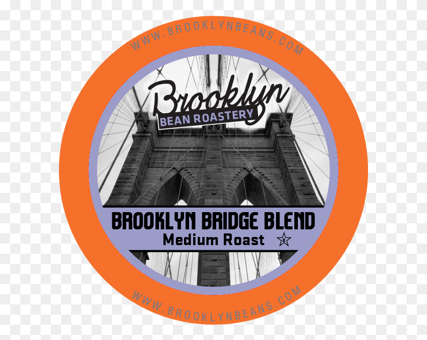 609x610 Brooklyn Beans Brooklyn Bridge Blend Coffee K Cup Circle, Label, Text, Sticker HD PNG Download