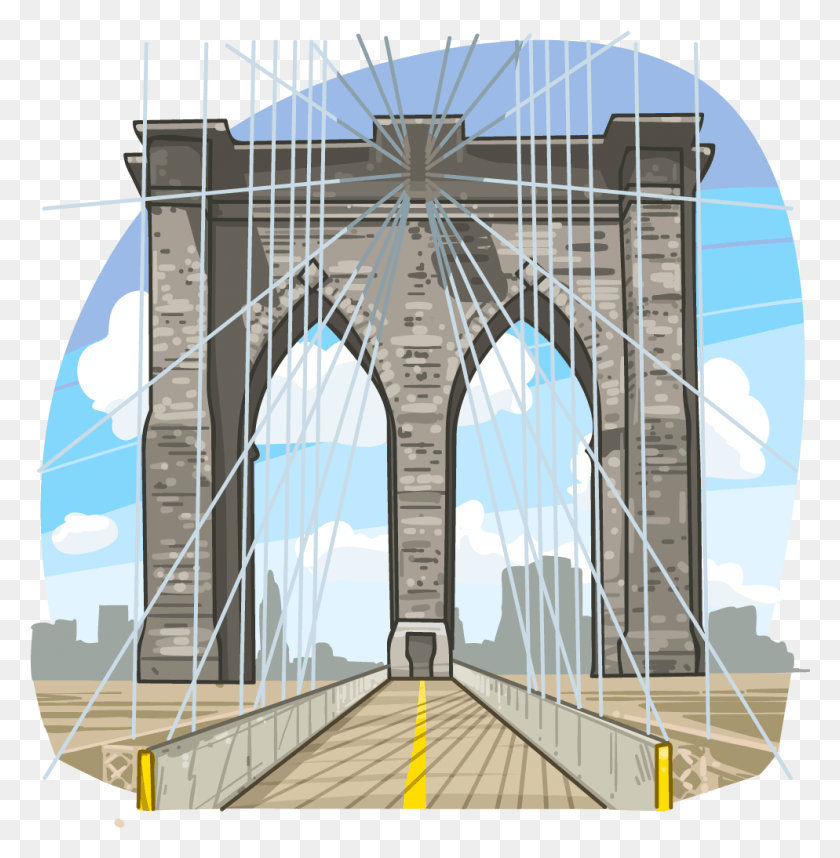 994x1018 Самозакрепленный Висячий Мост Бруклинский Мост, Здание, Архитектура, Арка Hd Png Скачать