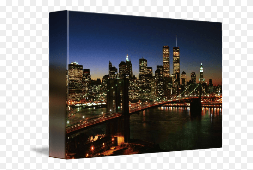 650x504 Brooklyn Skyline Night New York City Skyline With Twin Towers, Metropolis, City, Urban HD PNG Download