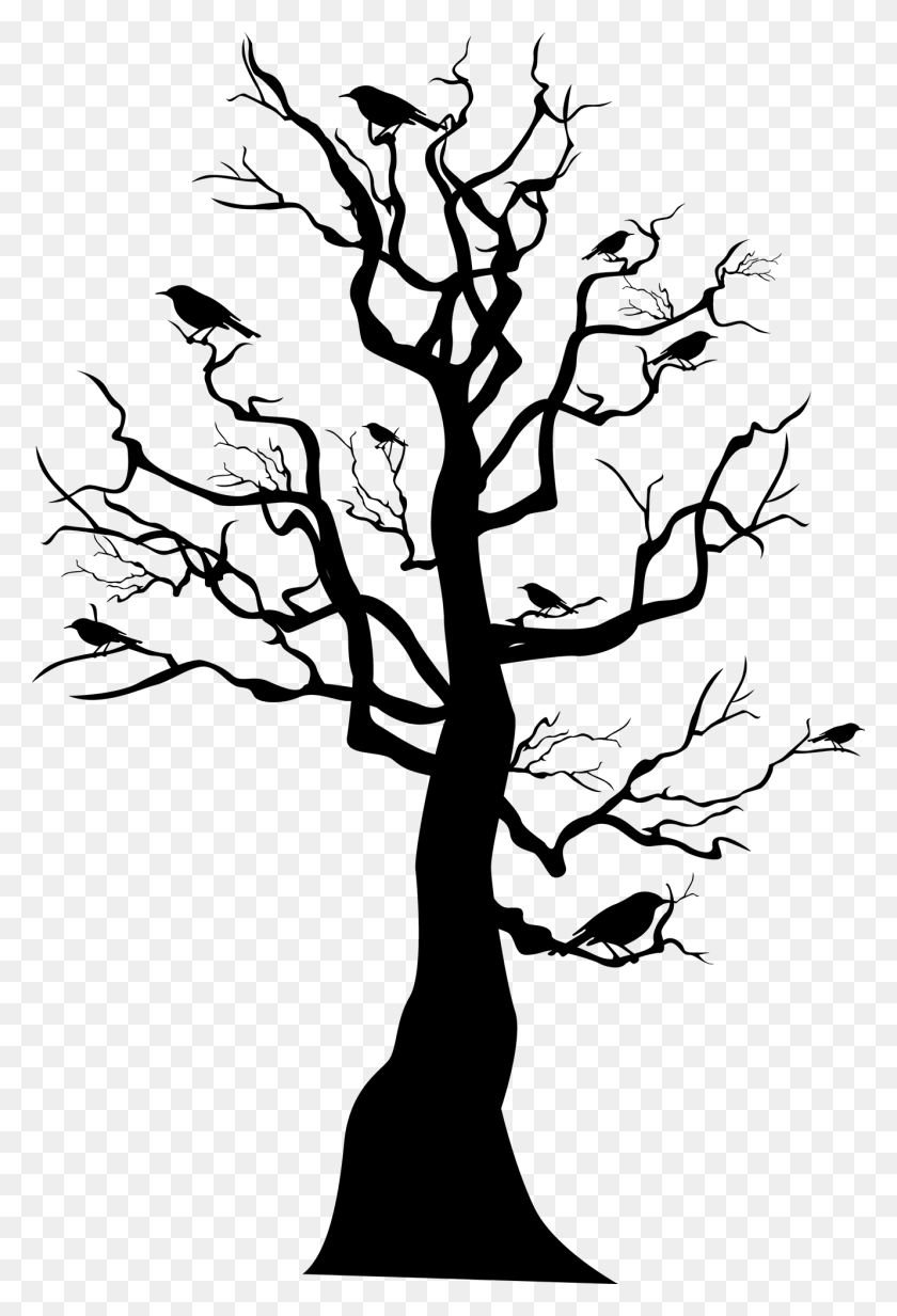1329x2000 Broomstick Flying Witch Silhouette Skeleton Of A Tree, Plant, Bird, Animal HD PNG Download