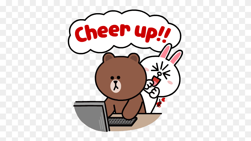 387x412 Brown Amp Cony Sweet Love Line Brown And Cony Gifs, Giant Panda, Bear, Wildlife HD PNG Download
