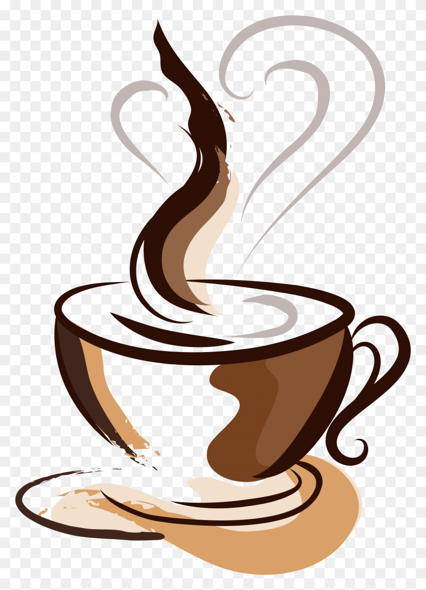 2001x2831 Brown Coffee Cup Painted Hand Cafe Drawing Clipart Coffee Cup Drawing, Cup, Beverage, Drink HD PNG Download