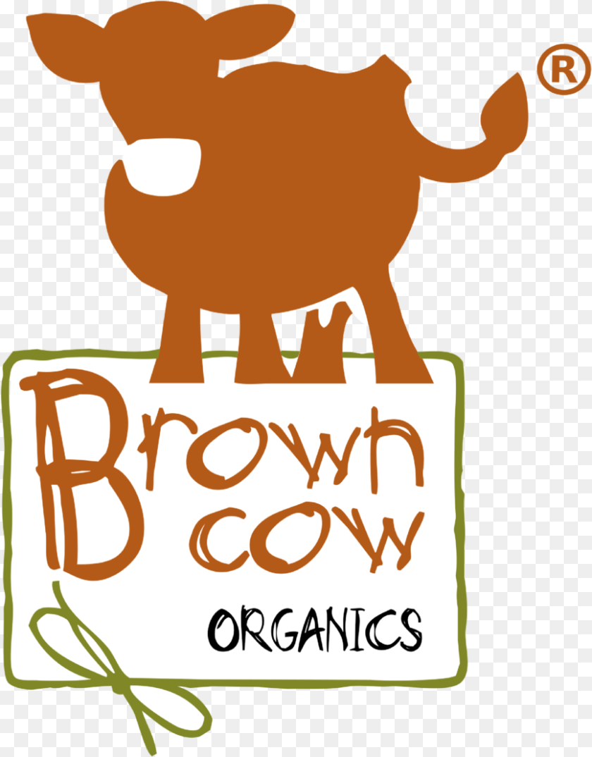 Brown Cow Organics Clip Art, Animal, Cattle, Livestock, Mammal Sticker PNG