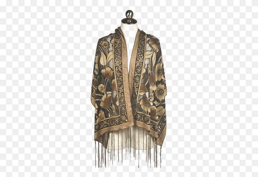 256x516 Brown Poppy Burnout Scarf Cardigan, Clothing, Apparel, Person HD PNG Download