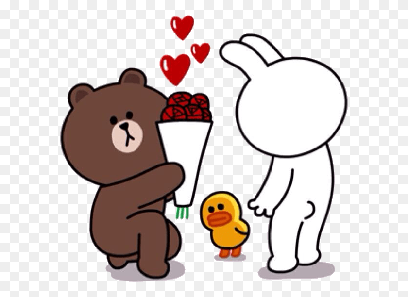 593x552 Brown Proposing To Cony Brown And Cony Stickers, Animal, Mammal, Wildlife HD PNG Download