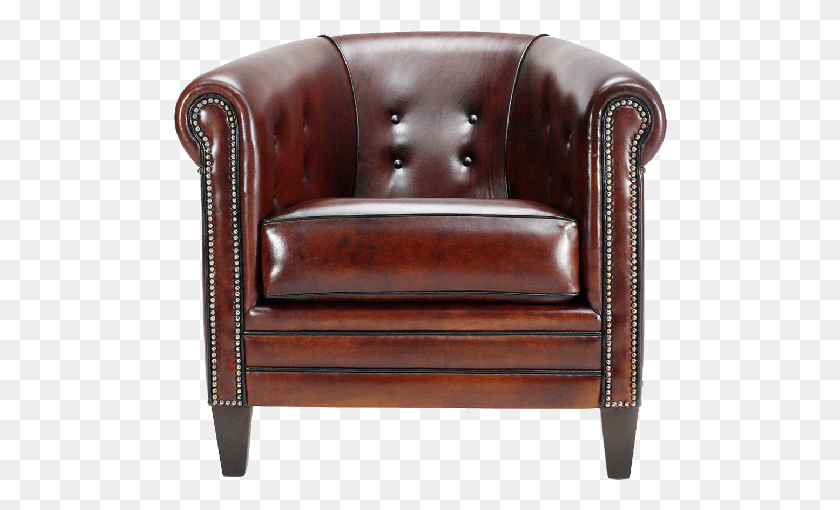 494x450 Brown Sahib Single Seater Leather Sofa Side View Thumbnail Club Chair, Furniture, Armchair HD PNG Download