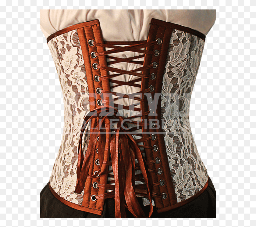 579x684 Brown Silk With Lace Underbust Corset Corset, Clothing, Apparel HD PNG Download