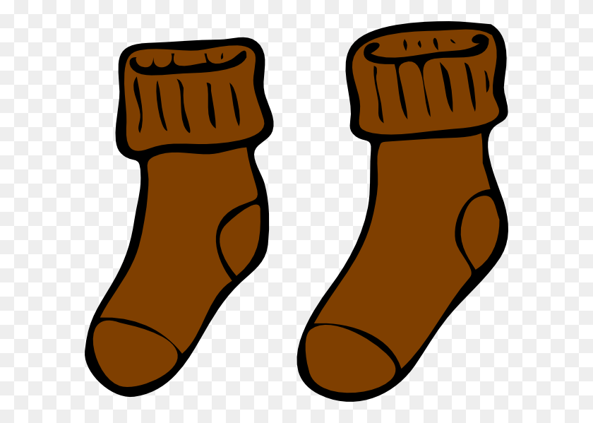 600x539 Brown Sock Clip Art At Vector Clip Art Socks Black And White Clipart, Clothing, Apparel, Footwear HD PNG Download