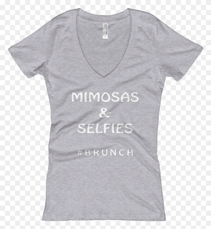 791x866 Brunch Mimosas And Selfies Women39s Slogan V Neck T T Shirt, Clothing, Apparel, T-shirt HD PNG Download