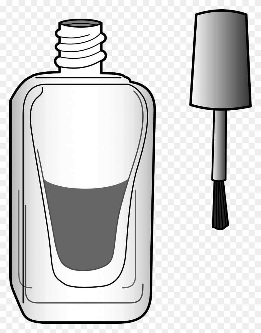 986x1280 Brush Bottle Nail Polish Beauty Image Nail Polish Black And White, Lamp, Cosmetics, Cylinder HD PNG Download