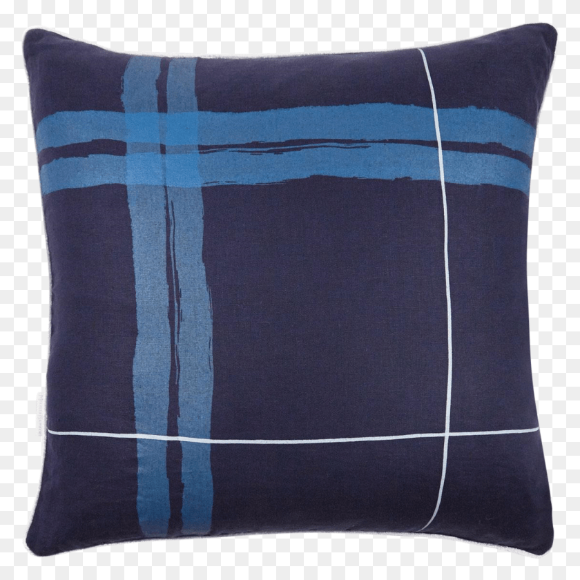 1121x1122 Brushstroke Plaid 22 Pillow Navy Blue Chairish Dark Cushion, Rug, Blanket HD PNG Download