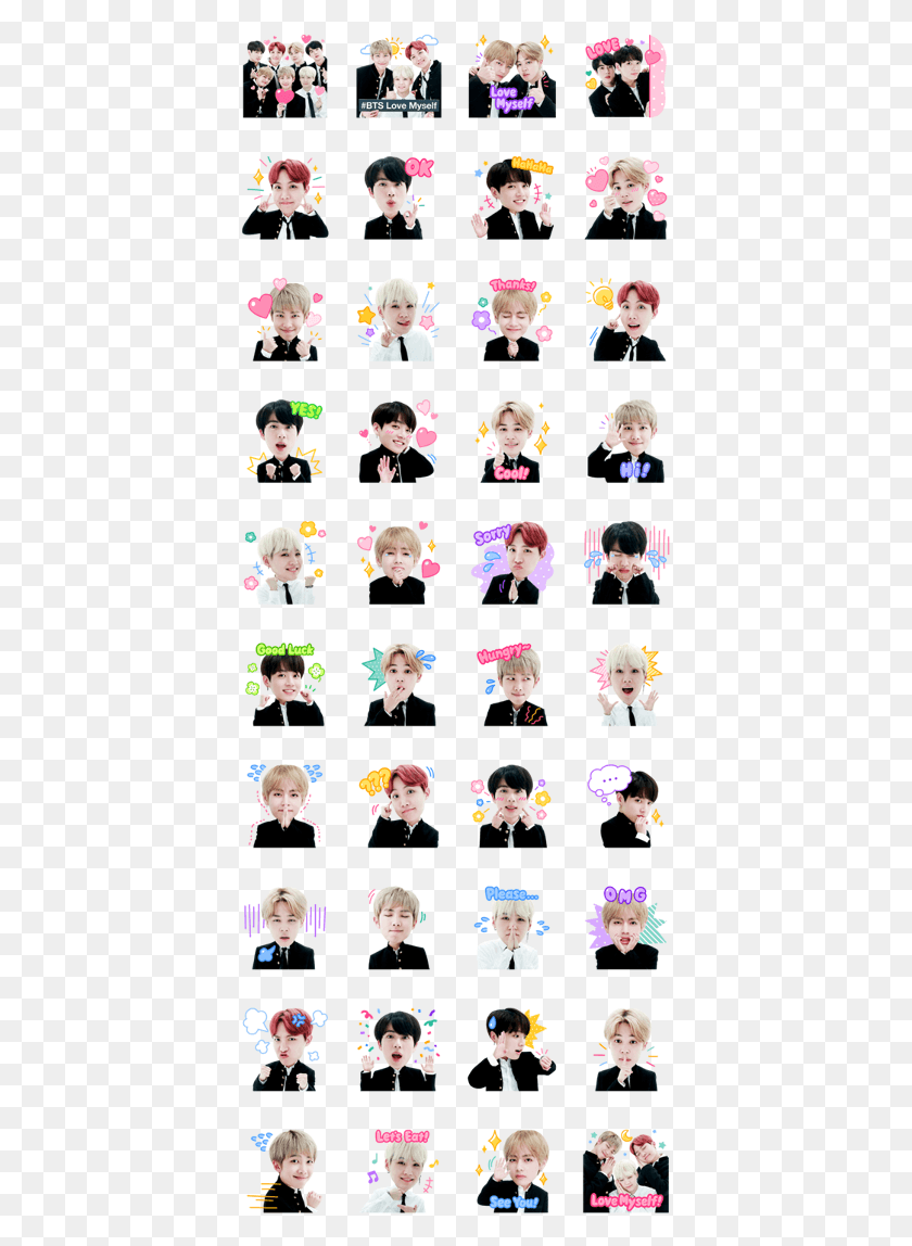 397x1088 Bts Love Myself Bts Line Stickers, Collage, Poster, Advertisement HD PNG Download