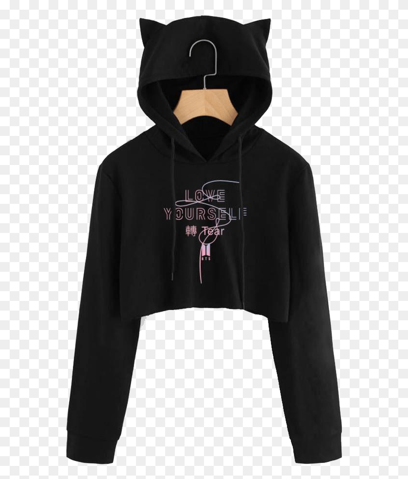 570x927 Bts Love Yourself Cat Cat Hoodie Cropped, Clothing, Apparel, Sweatshirt HD PNG Download