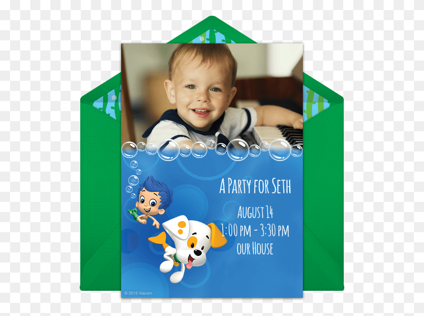 525x566 Bubble Guppies Birthday Picture Invitations Online, Advertisement, Poster, Flyer HD PNG Download