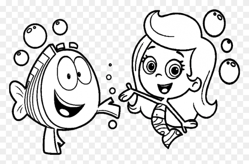 849x536 Bubble Guppies Printable Coloring Pages, Stencil HD PNG Download