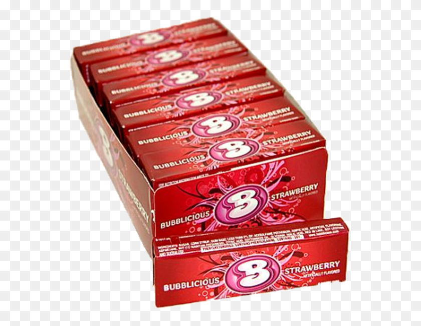 566x590 Bubblicious Strawberry Bubble Gum 5 Piece Pack Candy Gum Strawberry, Box HD PNG Download