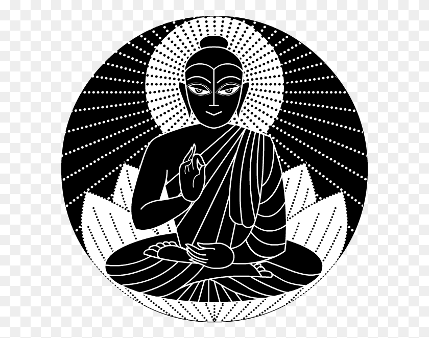 602x602 Buddhist Art Black And White, Worship, Poster, Advertisement HD PNG Download