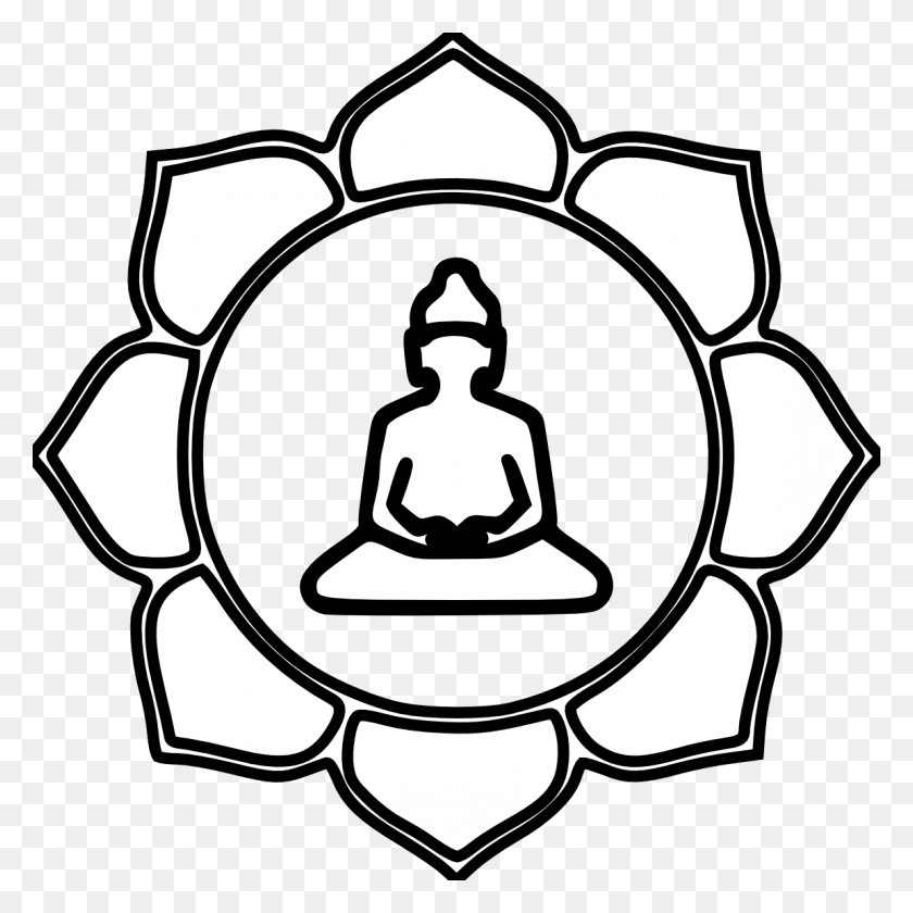 1152x1152 Descargar Png Dibujo Budista Simple Budismo Símbolo Blanco Y Negro, Stencil, Logo Hd Png