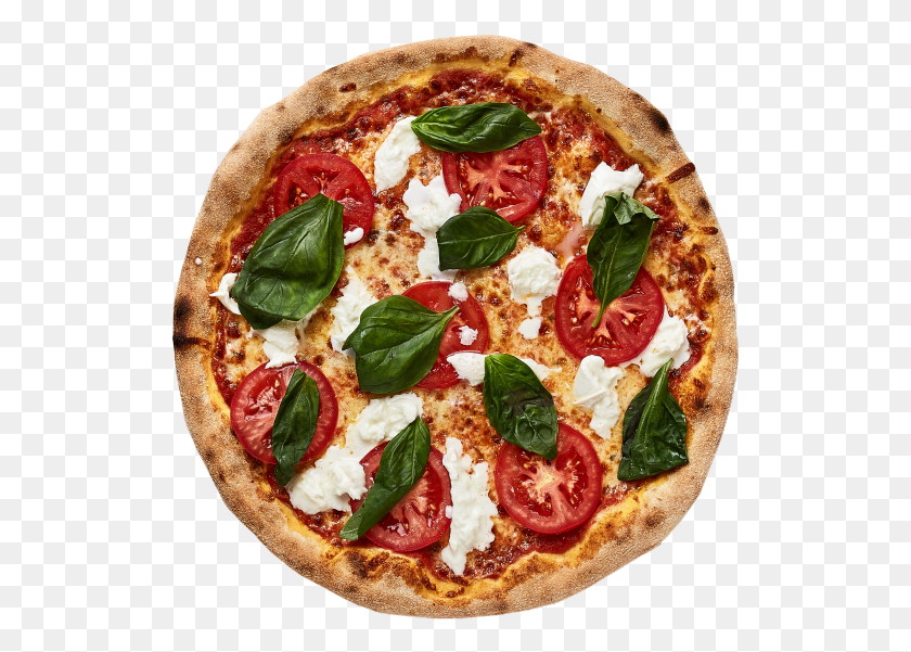 523x541 Descargar Png Bufala Mozzarella Y Tomate Con Albahaca Fresca Pizza Menú 4P, Alimentos, Planta, Plato Hd Png