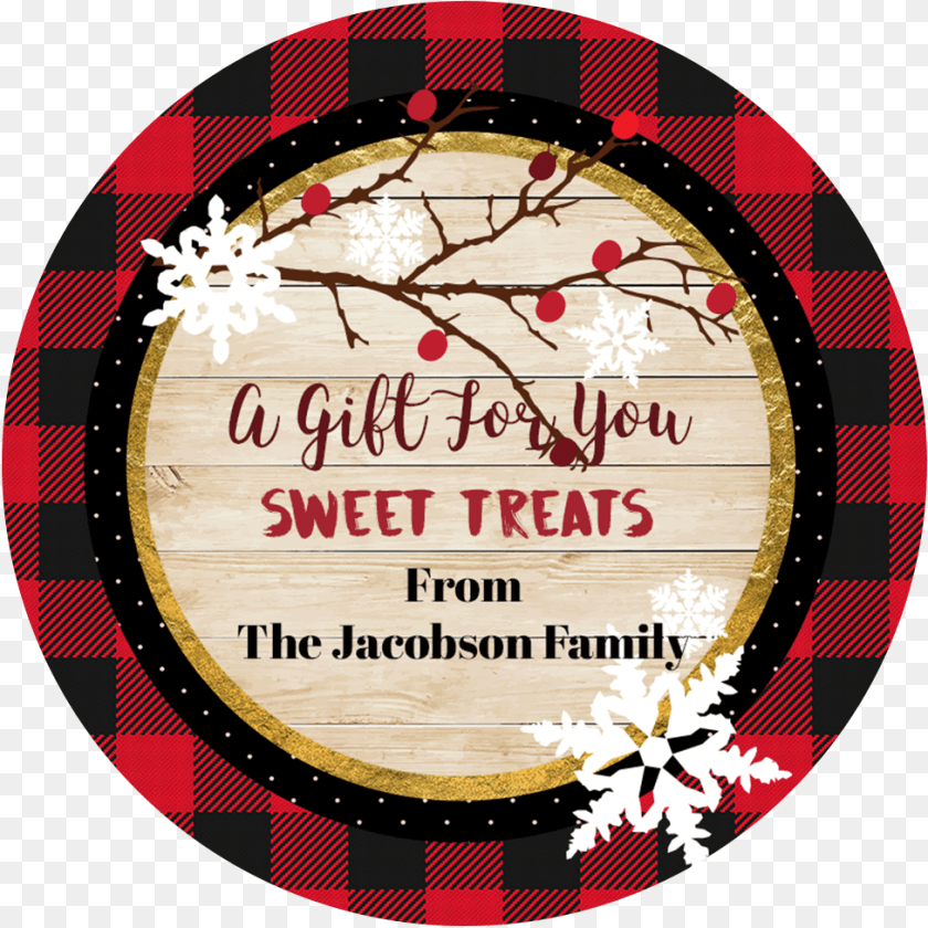 Buffalcheck Gift Or Treat Sticker, Tartan Transparent PNG