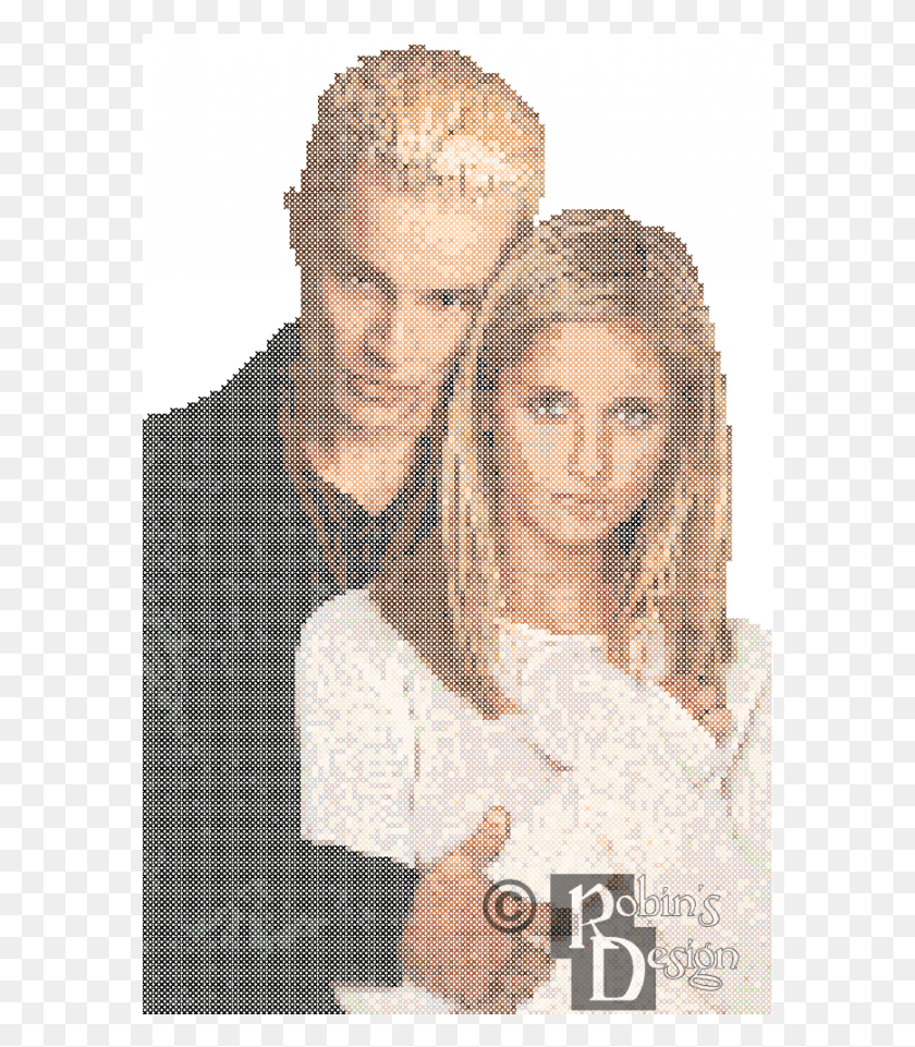 580x901 Buffy The Vampire Slayer And Spike Cross Stitch Pattern Buffy The Vampire Slayer Cross Stitch Pattern, Clothing, Apparel, Face HD PNG Download